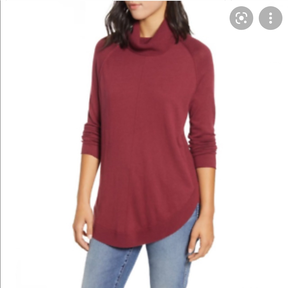 Caslon Red Pullover Turtleneck Tunic Comfy Sweater
